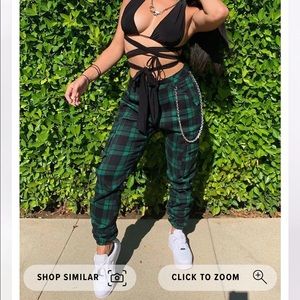 Black and green plaid joggers